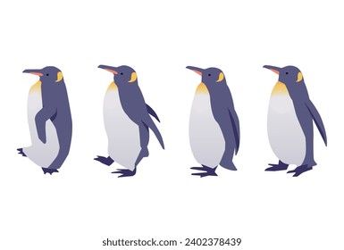 Illustration of penguins walking, Vector illustration