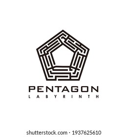 Illustration Pentagon Building Labyrinth Maze United State Of America Military Sign And Symbol Logo Design Vector