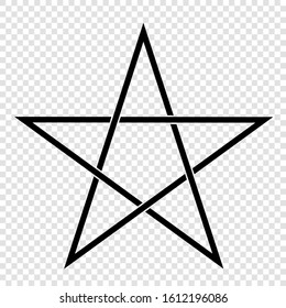 Illustration of a Pentagram, a five-pointed star. Esoteric or magic symbol of Occultism and Witchcraft. Isolated on transparent background - vector