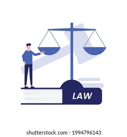 An illustration of people about law and Laywer is standing on the Bakup of Political Law