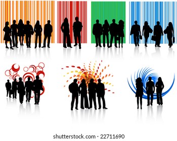 Illustration of people and abstract