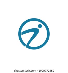 Illustration people abstract like sign letter I on circle logo design template