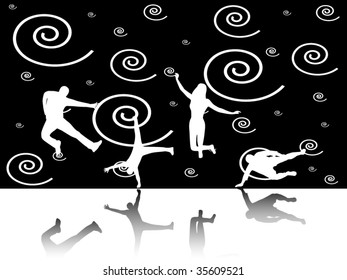 Illustration of people in action