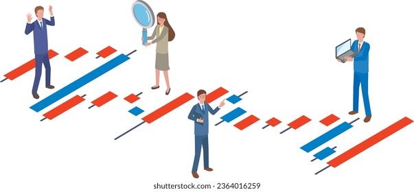 Illustration von Personen, die die Aktienkurse analysieren