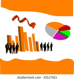 Illustration of people and arrow