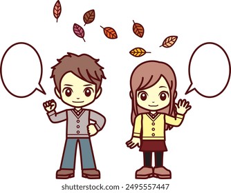 Illustration of people in autumn clothes
