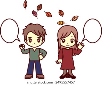 Illustration of people in autumn clothes