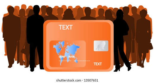 Illustration of people and banking card