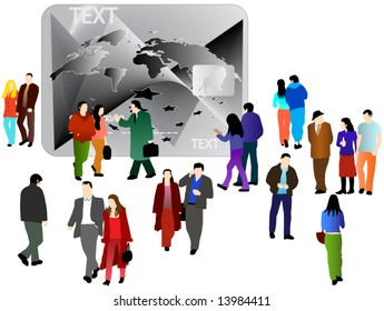 Illustration of people and banking card