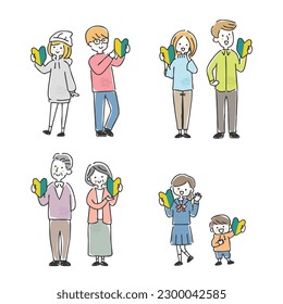 Illustration of people with beginner marks.