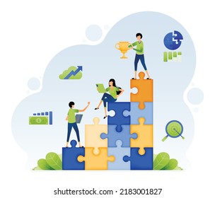 Ilustración de la lluvia de ideas de la gente para resolver problemas y obtener nuevas ideas para mejorar el desempeño y el desarrollo. El diseño puede ser para la página de aterrizaje anuncio de afiches de aplicaciones móviles anuncio web de medios sociales