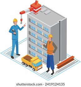 Illustration of people building an apartment