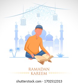 illustration of people celebrating Ramadan Kareem (Generous Ramadan)  of Islam religious holiday festival Eid