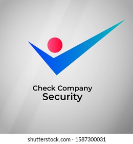 Illustration people check security of logo with gradient for shop or business and company