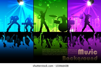 Illustration People Cheering Rock Band Musical Stock Vector (Royalty ...