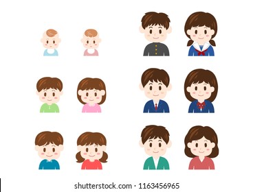 Illustration of people: children's growth