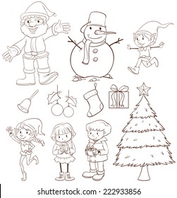 Illustration of people and christmas