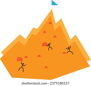 Illustration of People Climbing a Mountain to Achieve the Same Goal, Success in various ways