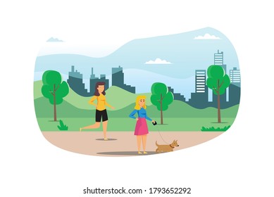 Illustration People collect and sort garbage in city park vector flat illustration. Men and woman taking care of the planet by collecting waste in bags.  Suitable for Diagrams, Infographic, Game Asset