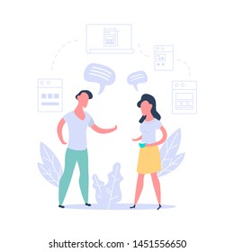 
Illustration of people communication Male and female discussion on white background