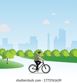 
illustration people are cycling in the city during the new normal life