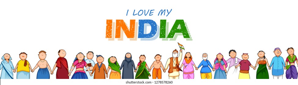 Illustration Of People Of Different Religion Showing Unity In Diversity On Happy Republic Day Of India