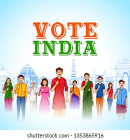 illustration of People of different religion showing voting finger for General Election of India illustration of People of different religion showing voting finger for General Election of India