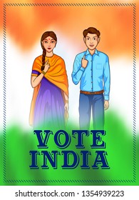 illustration of People of different religion showing voting finger for General Election of India