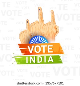 illustration of People of different showing voting finger vote for india