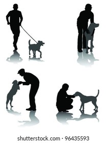 Illustration of people with dog and shadow 2-vector