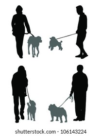 Illustration of people with dog-vector