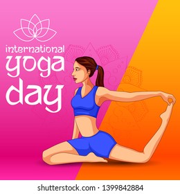 illustration of people doing asana for International Yoga Day on 21st June