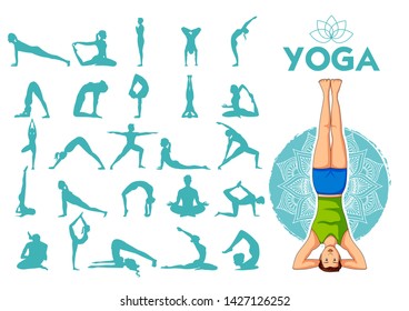 illustration of people doing asana for International Yoga Day on 21st June