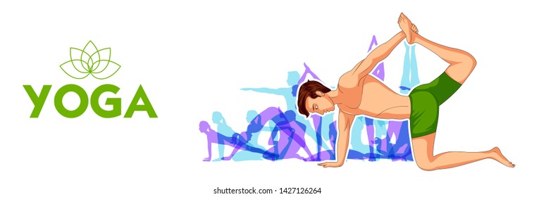 illustration of people doing asana for International Yoga Day on 21st June