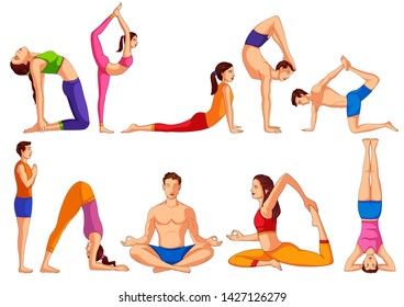 illustration of people doing asana for International Yoga Day on 21st June