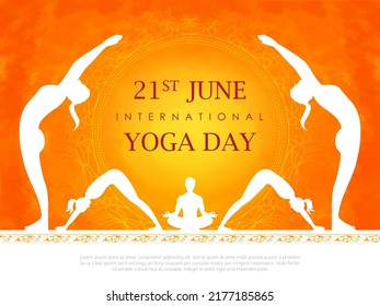 illustration of people doing asana and meditation practice for International Yoga Day on 21st June