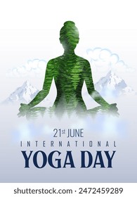 illustration of people doing asana and meditation practice for International Yoga Day on 21st June