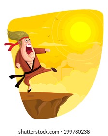 illustration of people doing martial arts in vector