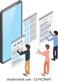 Illustration of people doing SEO measures for smartphone sites