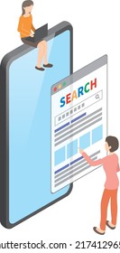 Illustration of people doing SEO measures for smartphone sites