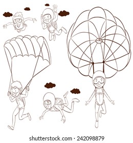 Illustration of people doing skydiving