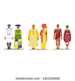 Illustration of people dressed in African attire.