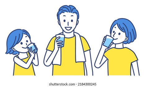 illustration of people drinking water