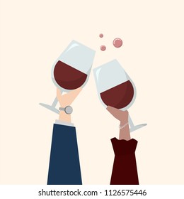 Illustration of people drinking wine