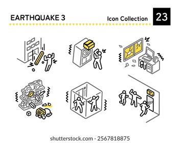 Illustration of people during an earthquake