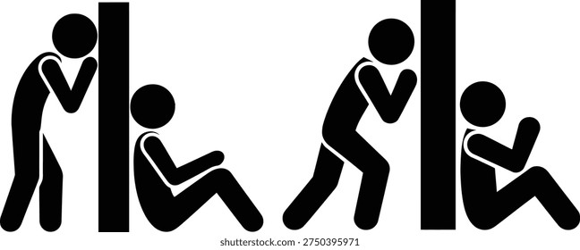 Illustration of people engaging in various forms of physical support and assistance.