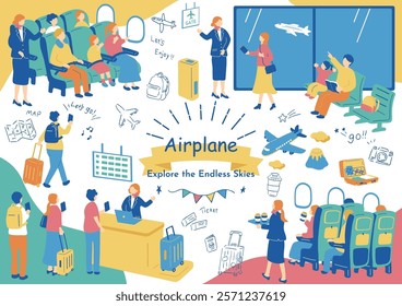 Illustration of people enjoying air travel