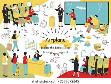 Illustration of people enjoying air travel