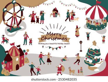 An illustration of people enjoying Christmas