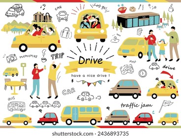 Illustration of people enjoying a drive